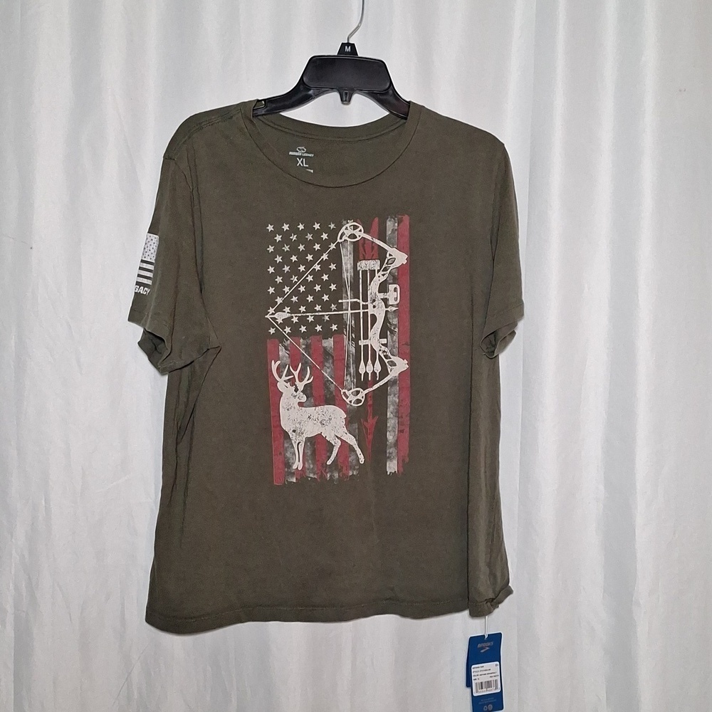 Brooks Green Short Sleeve Tee with Graphic Design